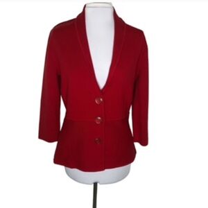 Kasper Women's Scarlet Red Button-Up Peplum Blazer